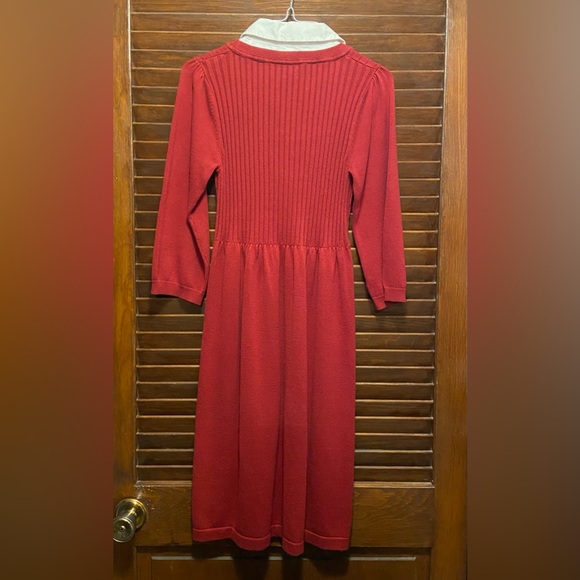 Gorgeous Garnet colored soft sweater dress w/cotton collar. S/M lots of stretch! - Picture 5 of 11